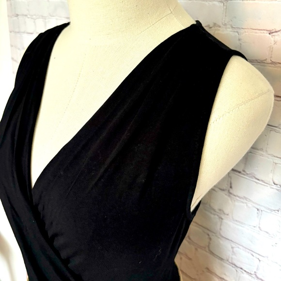 ZALANDO Essentials Black Ruched Sleeveless Faux Wrap Bodysuit--6 - Picture 3 of 15